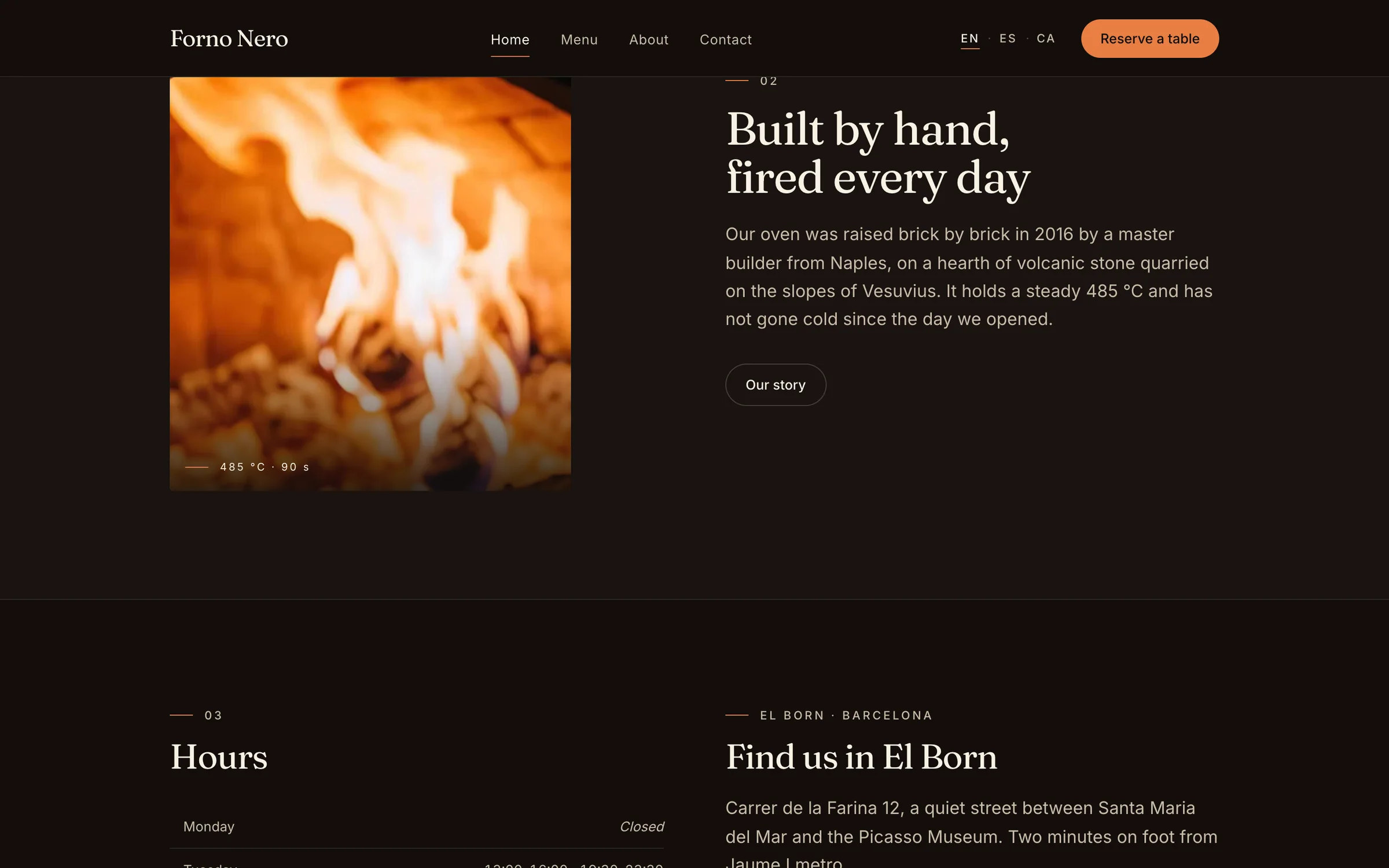 The story behind the food: an oven built by hand, fired every day.