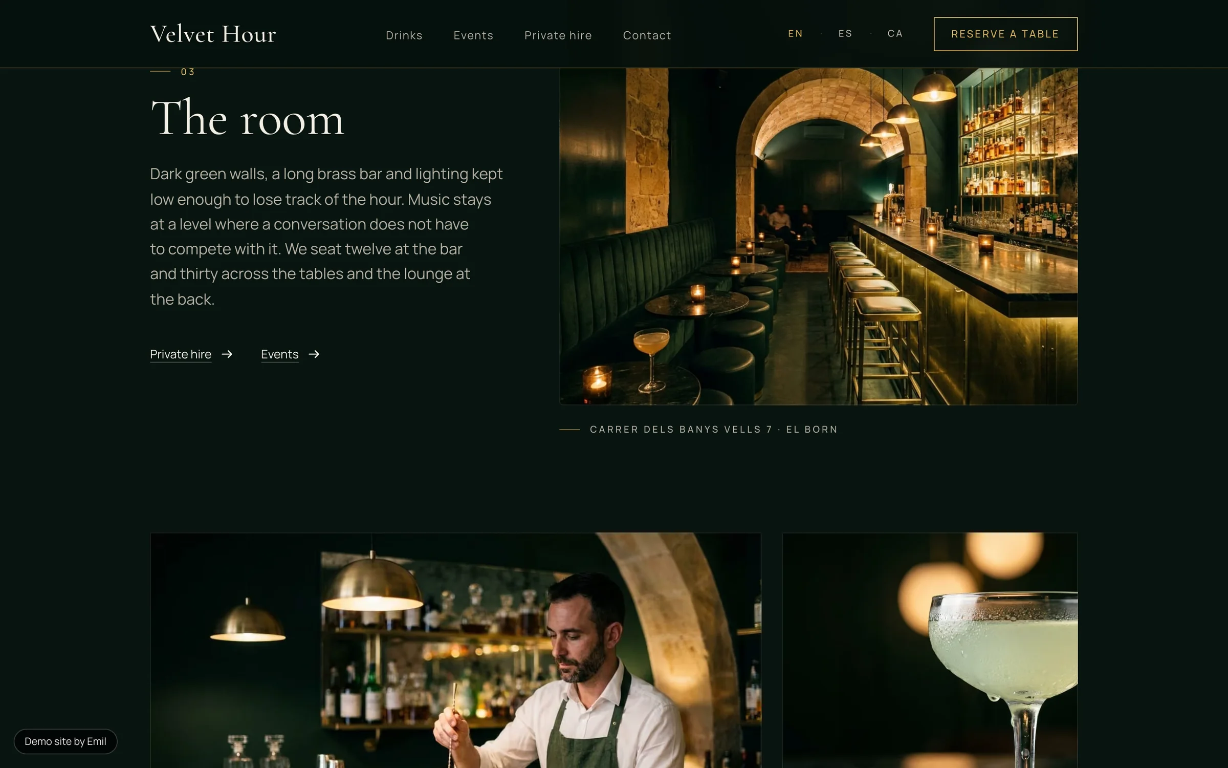 The room: the space and its atmosphere, in a few words and pictures.